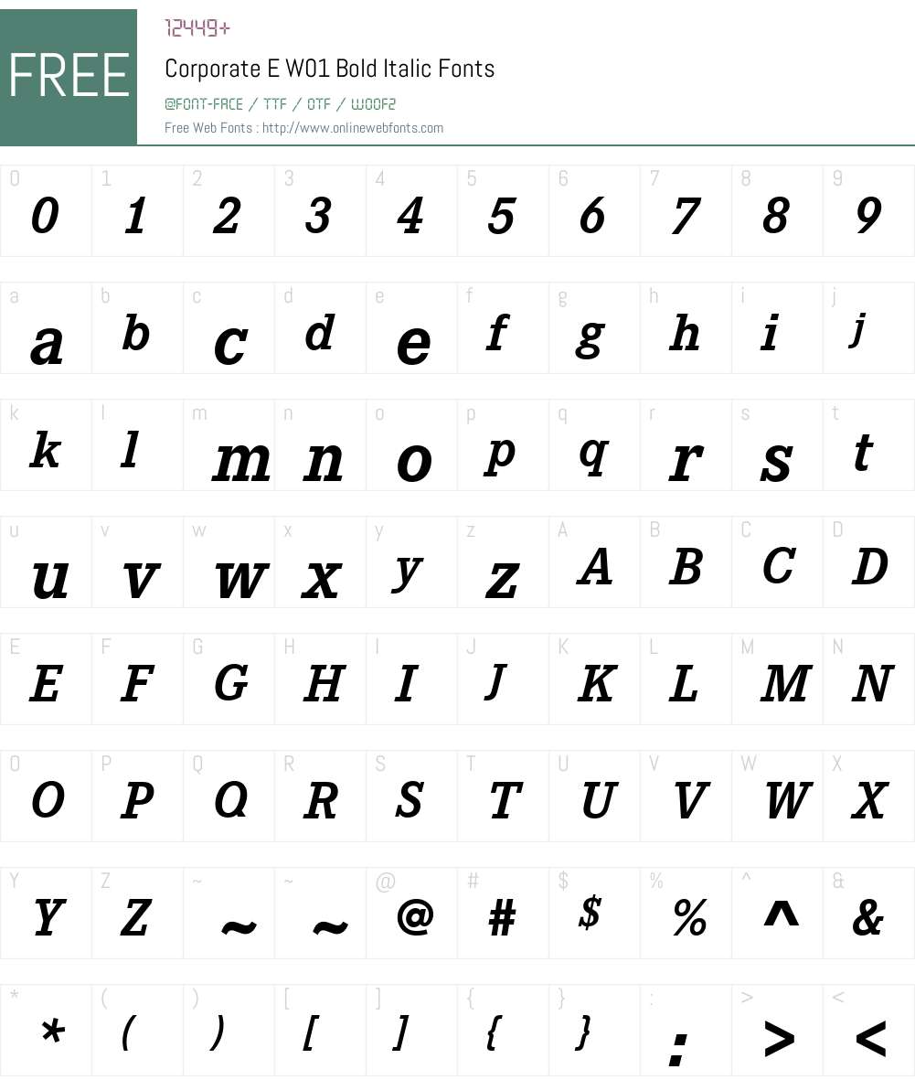 CorporateEW01-BoldItalic Font Screenshots