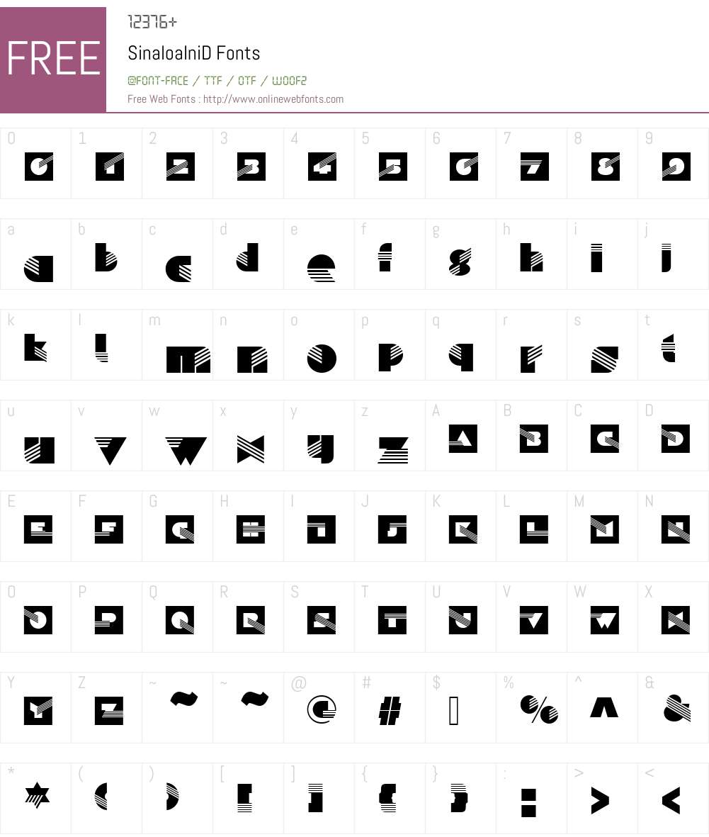 SinaloaIniD Font Screenshots