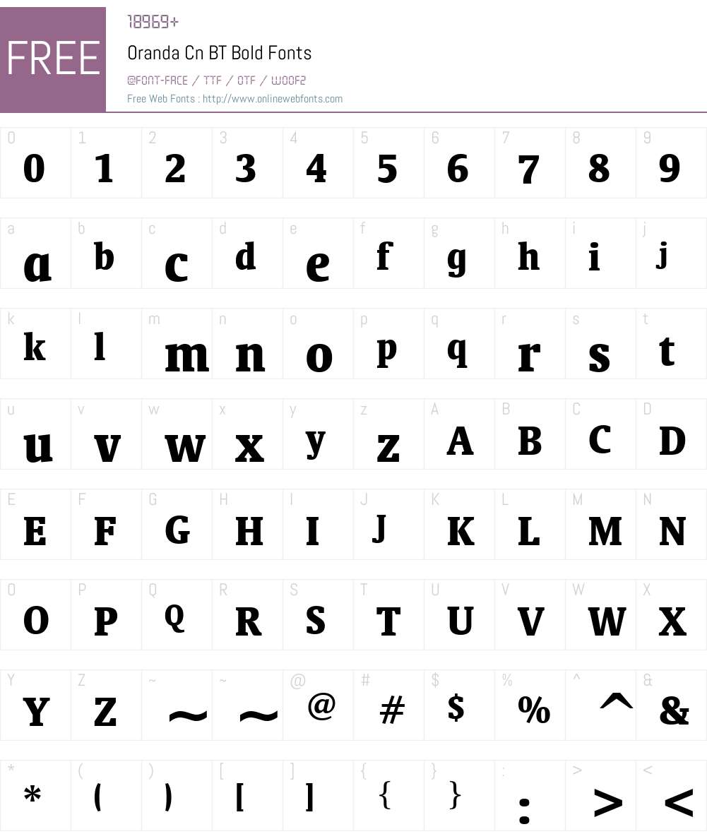 Oranda Cn BT Font Screenshots