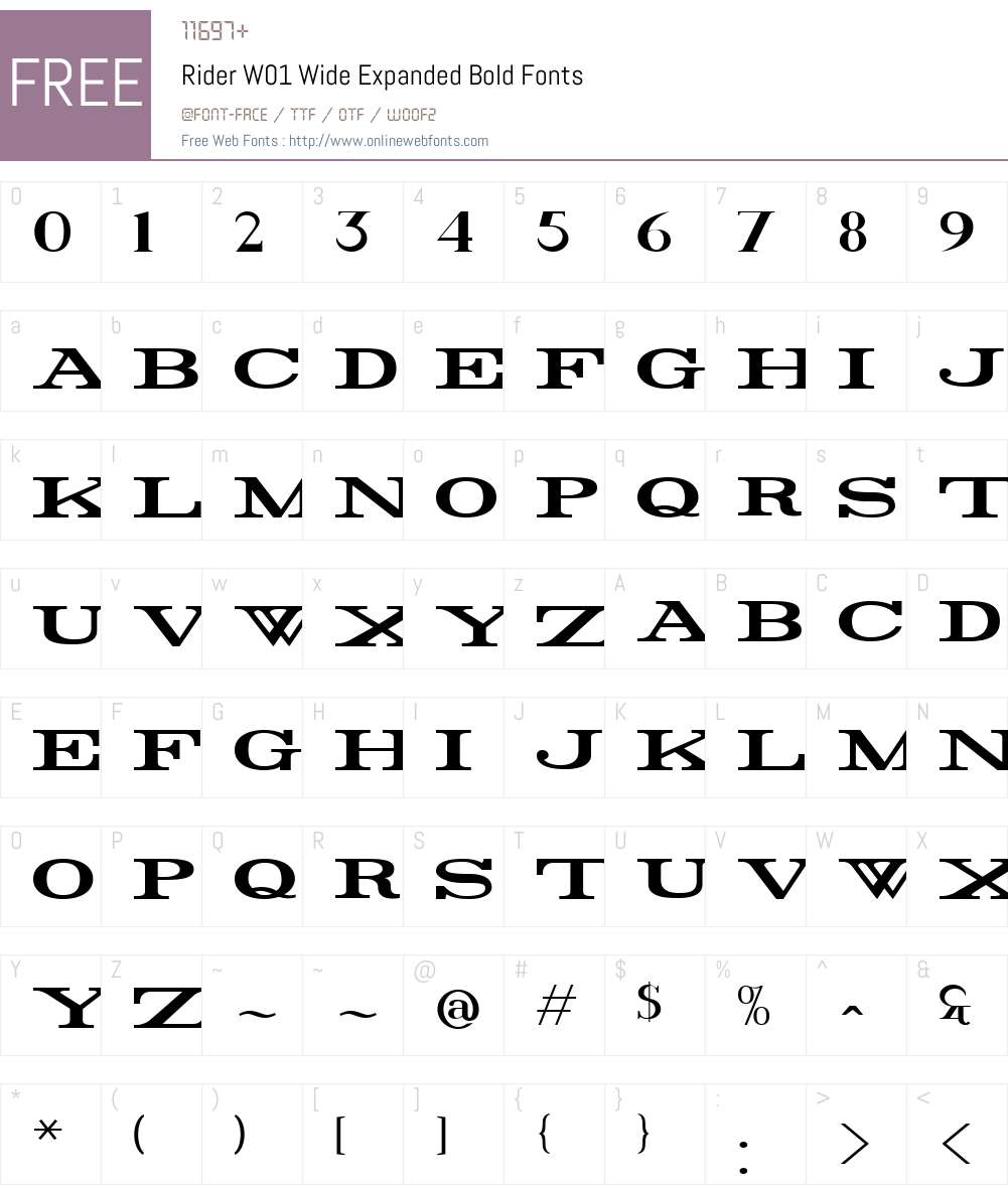 RiderW01-WideExpandedBold Font Screenshots