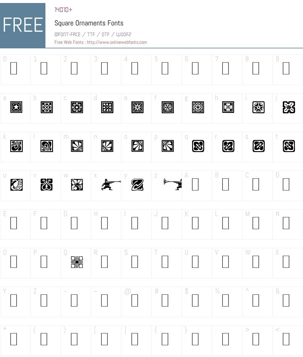 Square Ornaments Font Screenshots