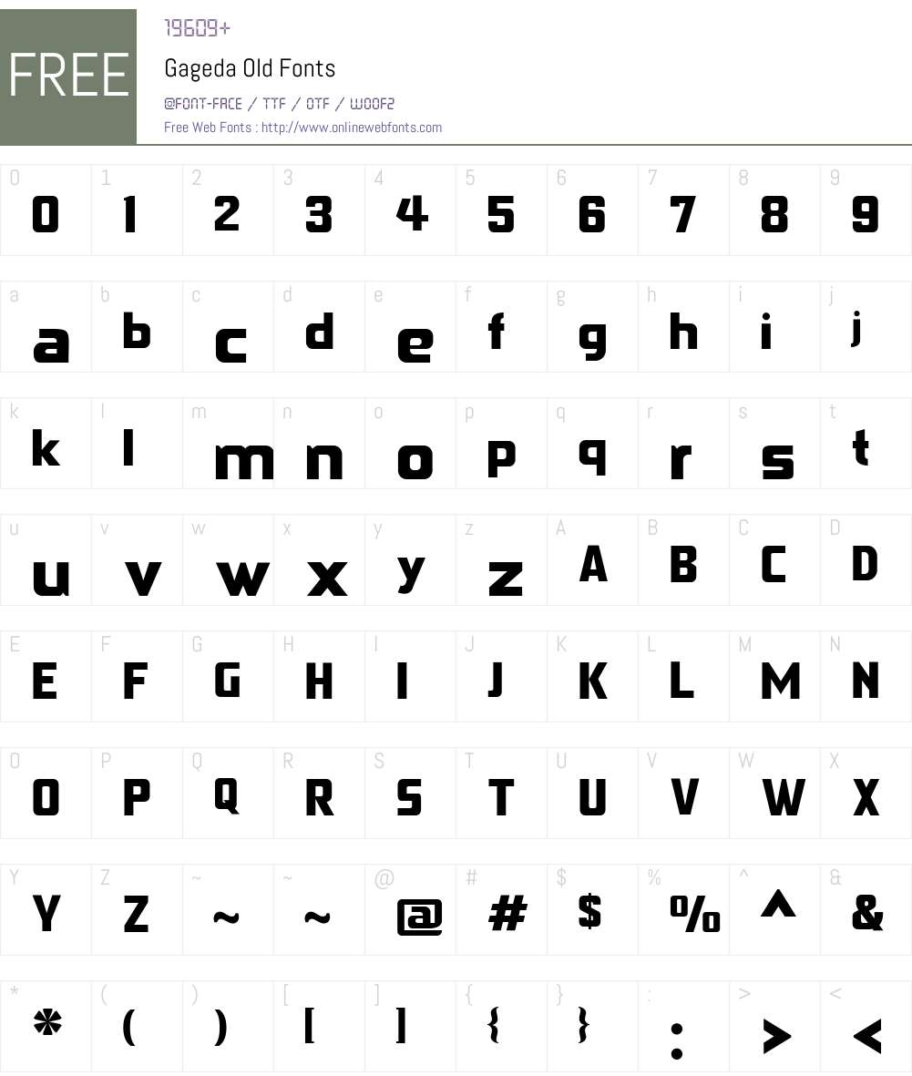 Gageda Old Font Screenshots