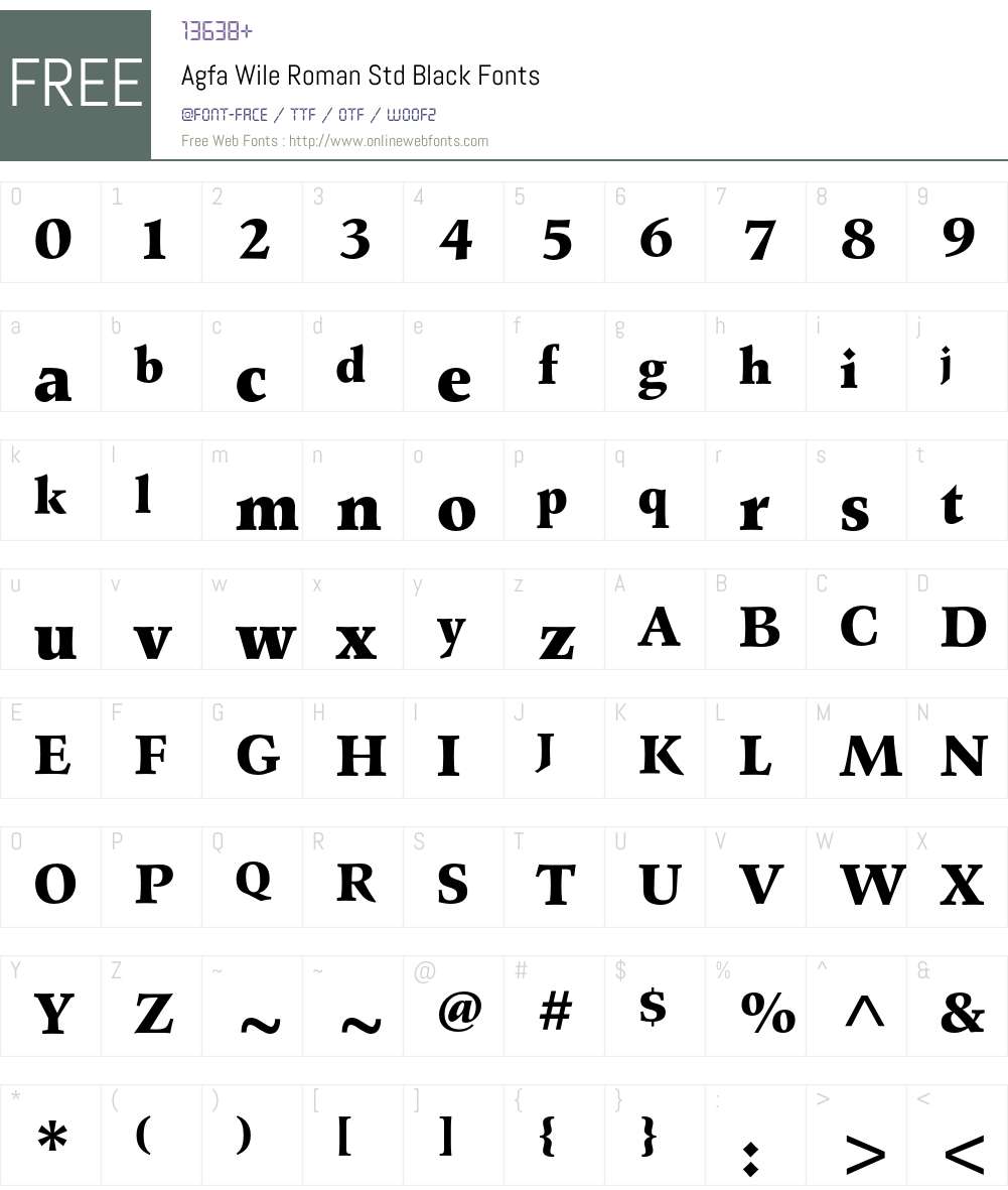 Agfa Wile Roman Std Font Screenshots