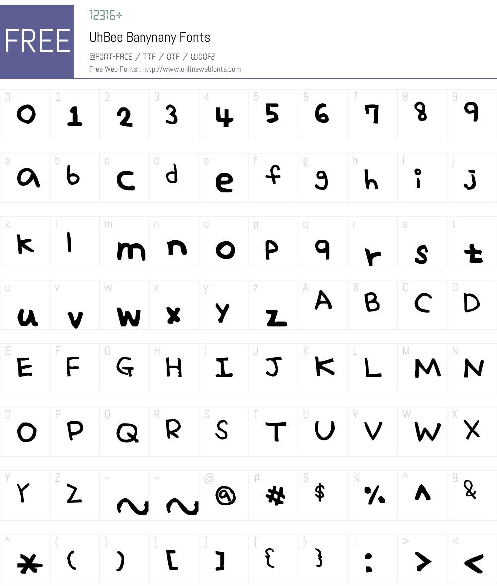 UhBee Banynany Font Screenshots