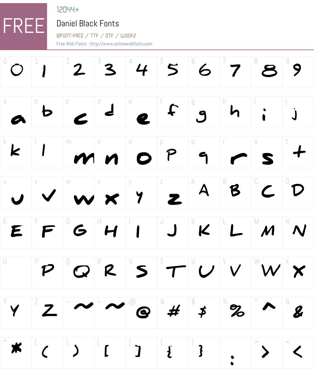 Daniel Black Font Screenshots