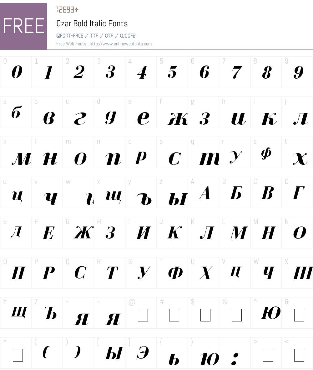 Czar Font Screenshots