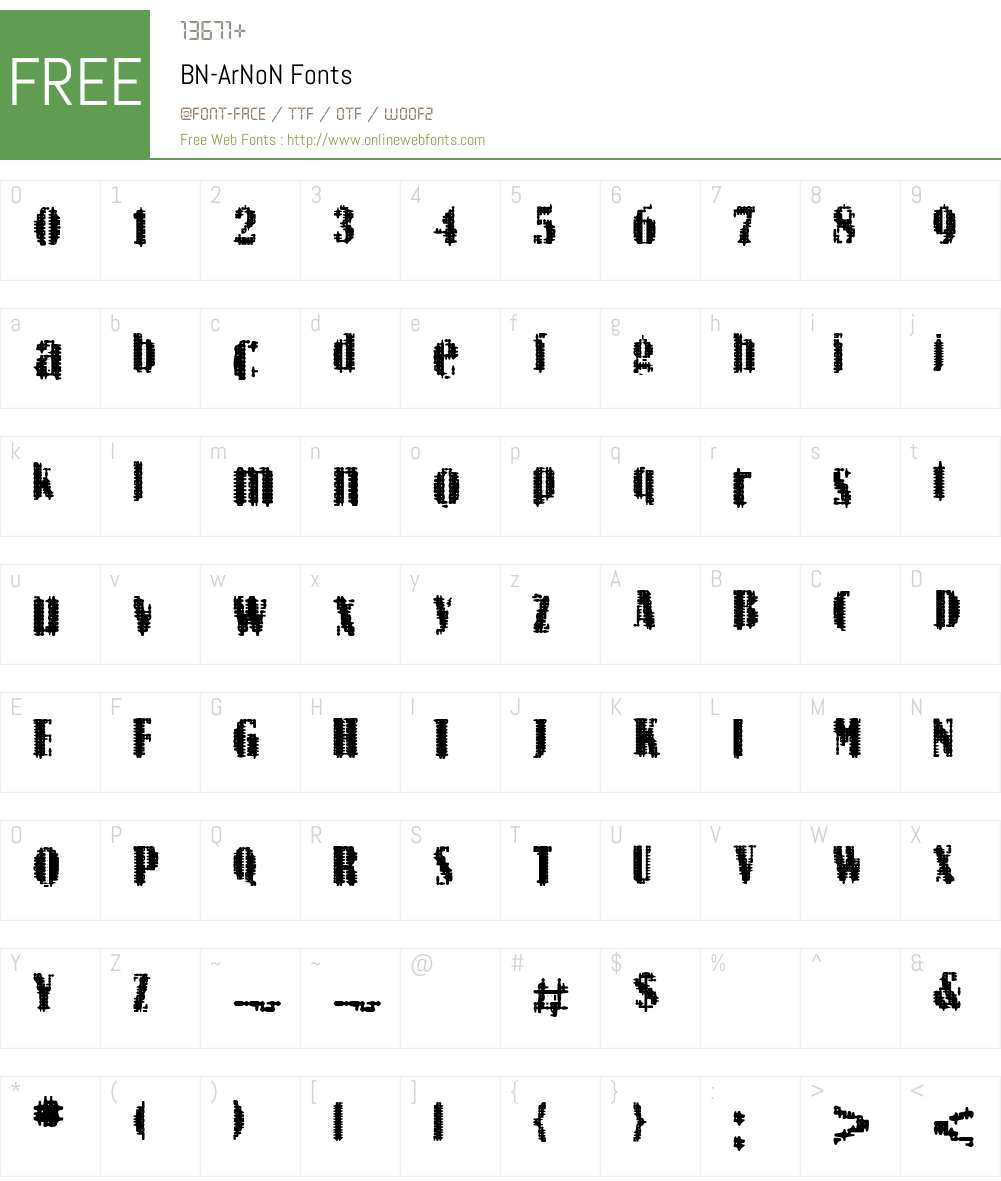 BN-ArNoN Font Screenshots