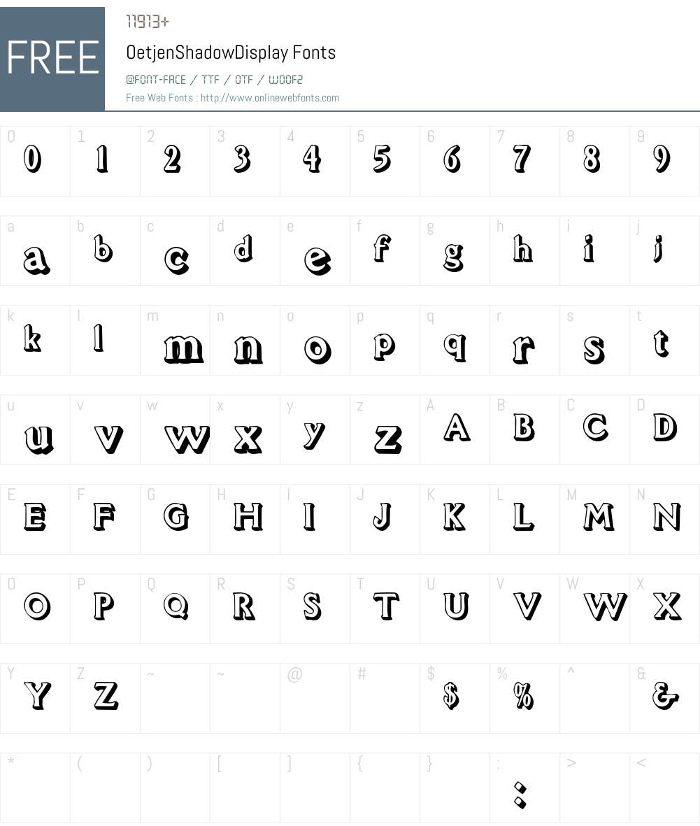 OetjenShadowDisplay Font Screenshots