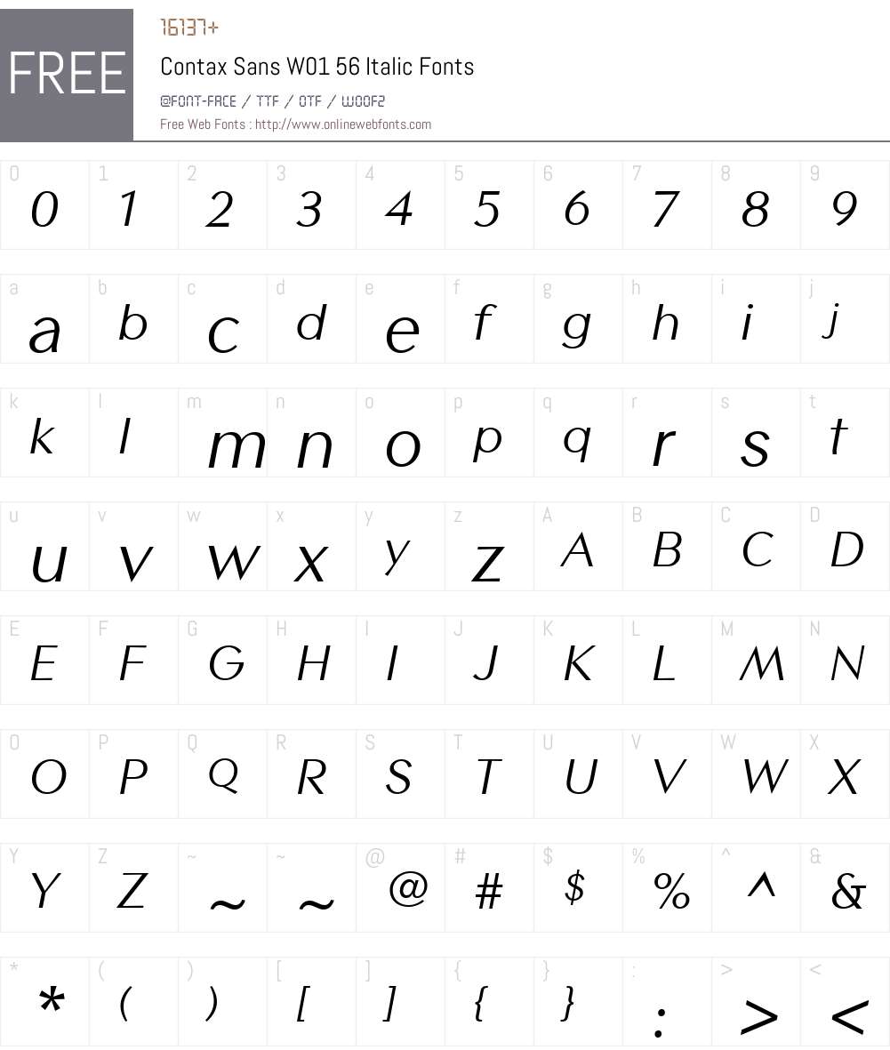 ContaxSansW01-56Italic Font Screenshots