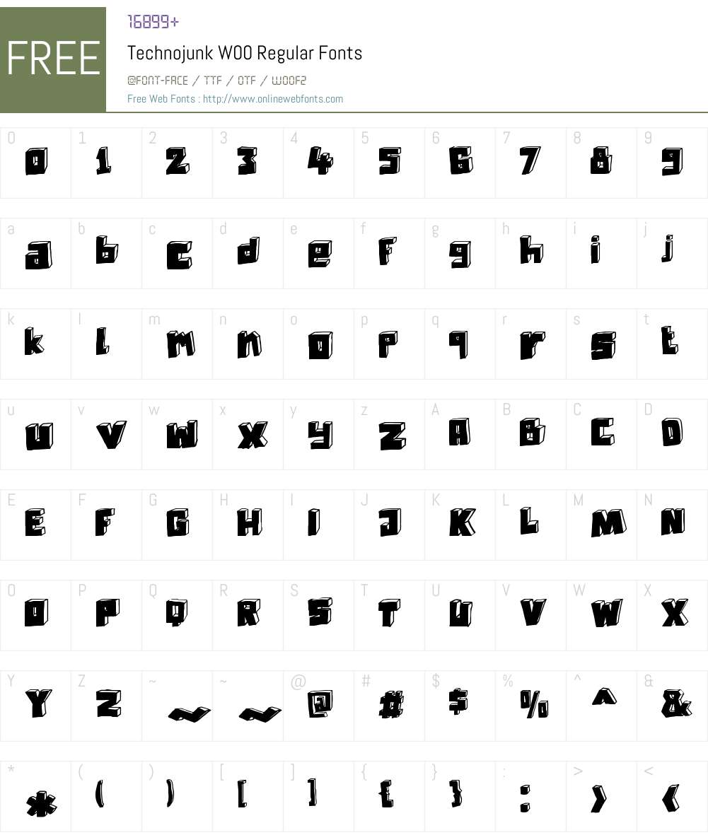 TechnojunkW00-Regular Font Screenshots