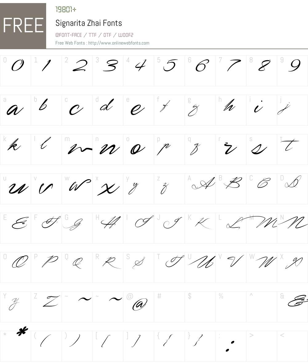 Signarita Zhai Font Screenshots