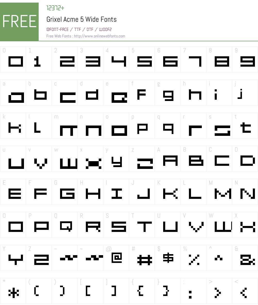 Grixel Acme 5 Wide Font Screenshots