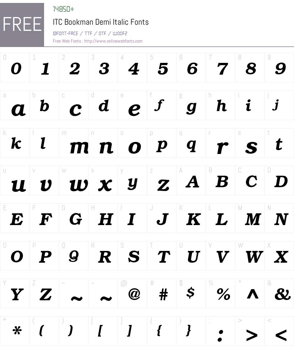 ITC Bookman Font Screenshots