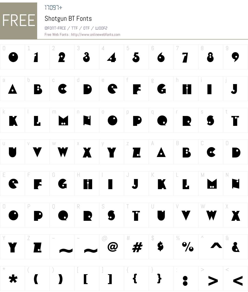 Shotgun BT Font Screenshots