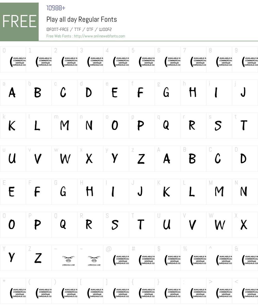Play all day Font Screenshots
