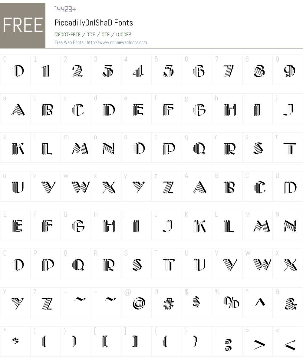 PiccadillyOnlShaD Font Screenshots
