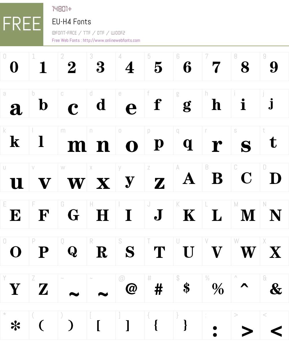 EU-H4 Font Screenshots