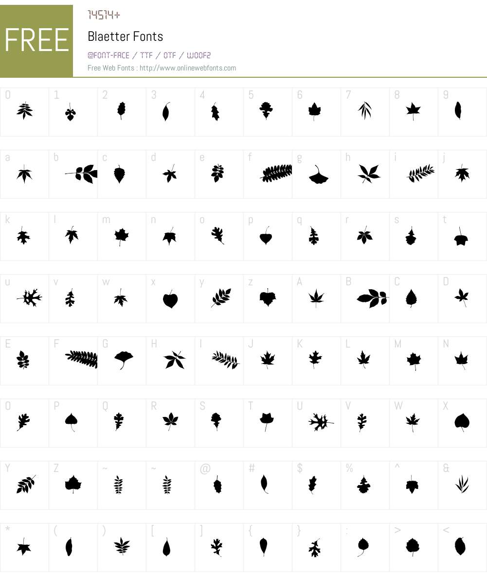 Blaetter Font Screenshots