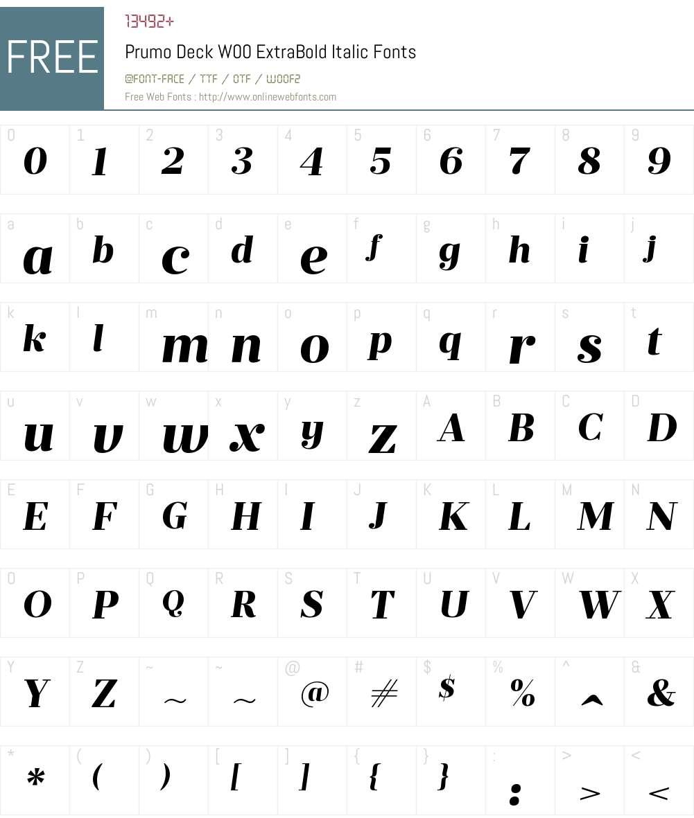 PrumoDeckW00-ExtraBoldIt Font Screenshots