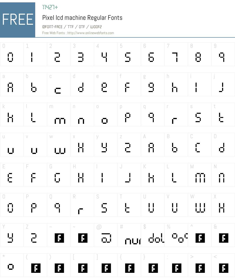 Pixel lcd machine Font Screenshots