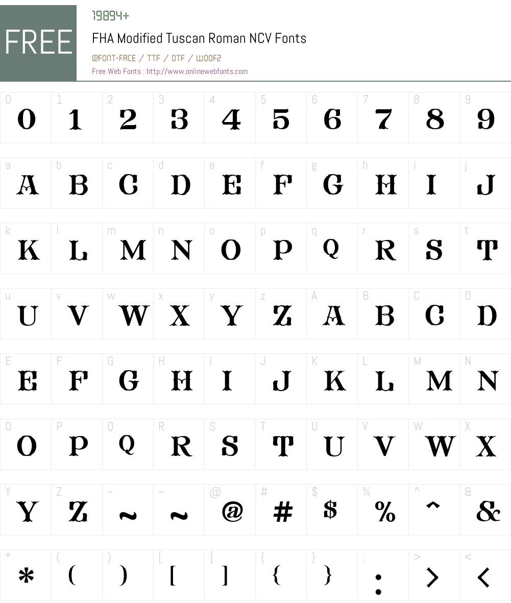 FHA Modified Tuscan Roman NCV Font Screenshots