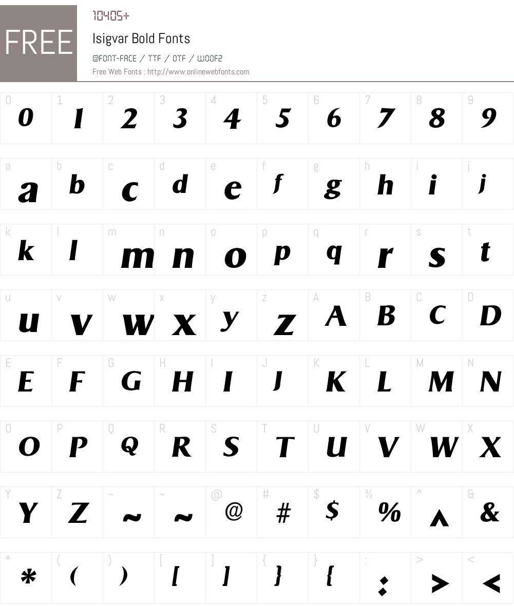 Isigvar Font Screenshots