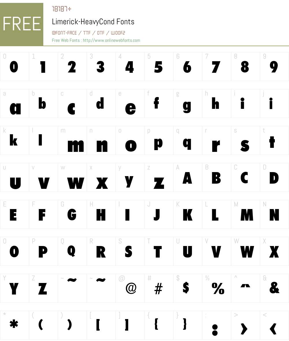 Limerick-HeavyCond Font Screenshots