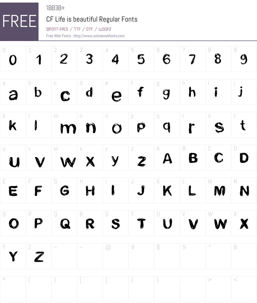 CF Life is beautiful Font Screenshots