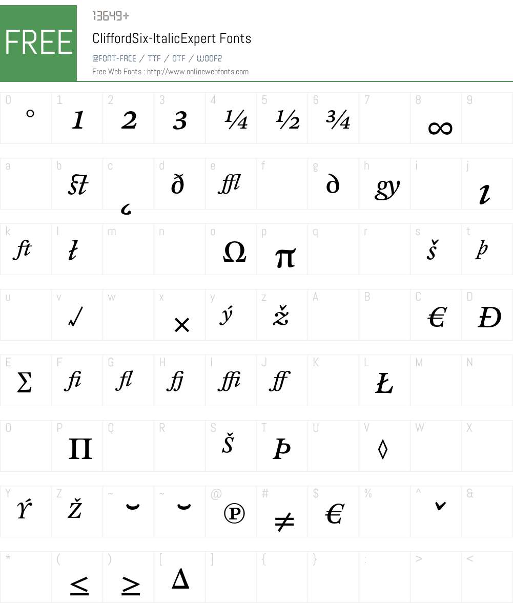 CliffordSix Font Screenshots
