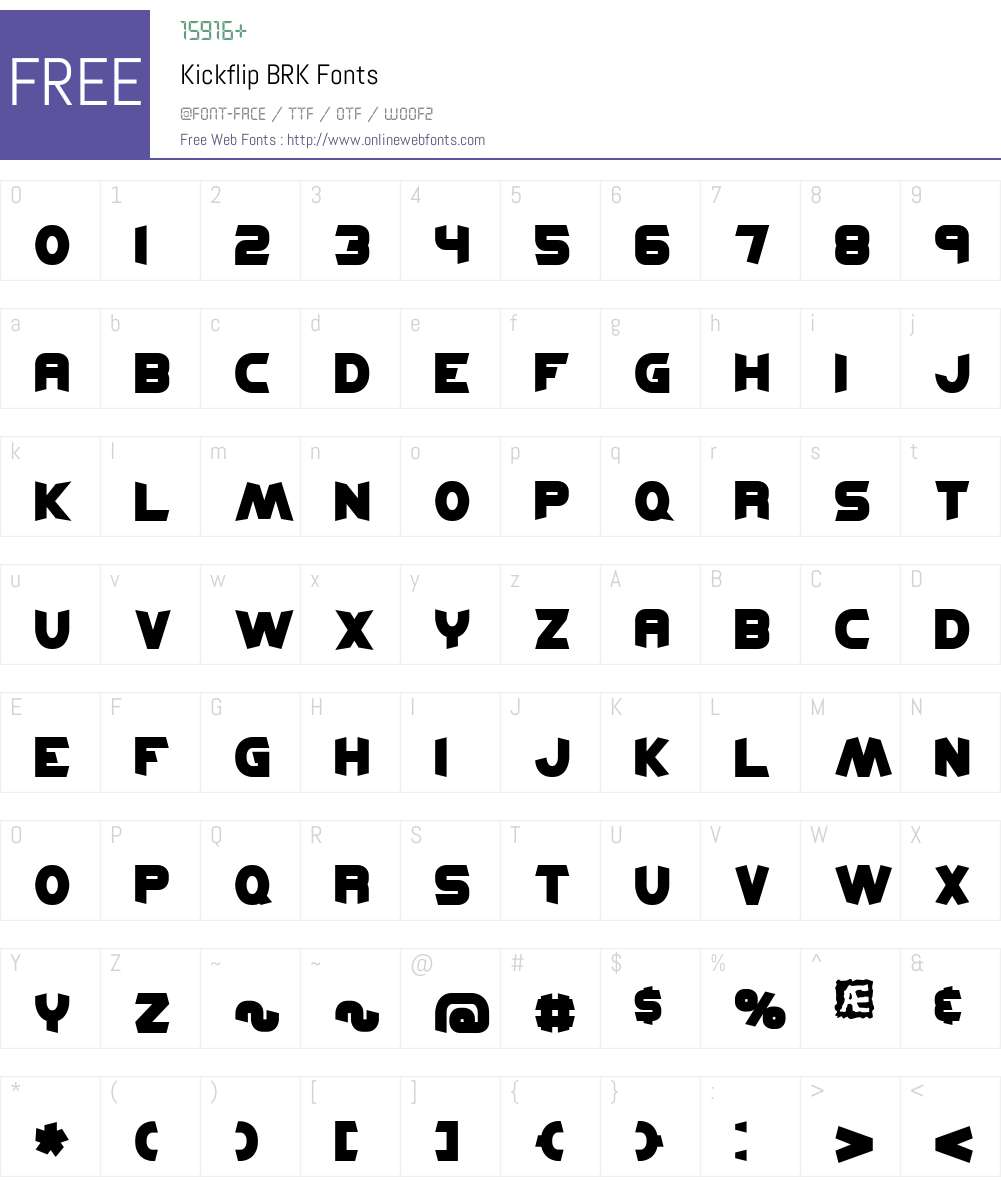 Kickflip BRK Font Screenshots