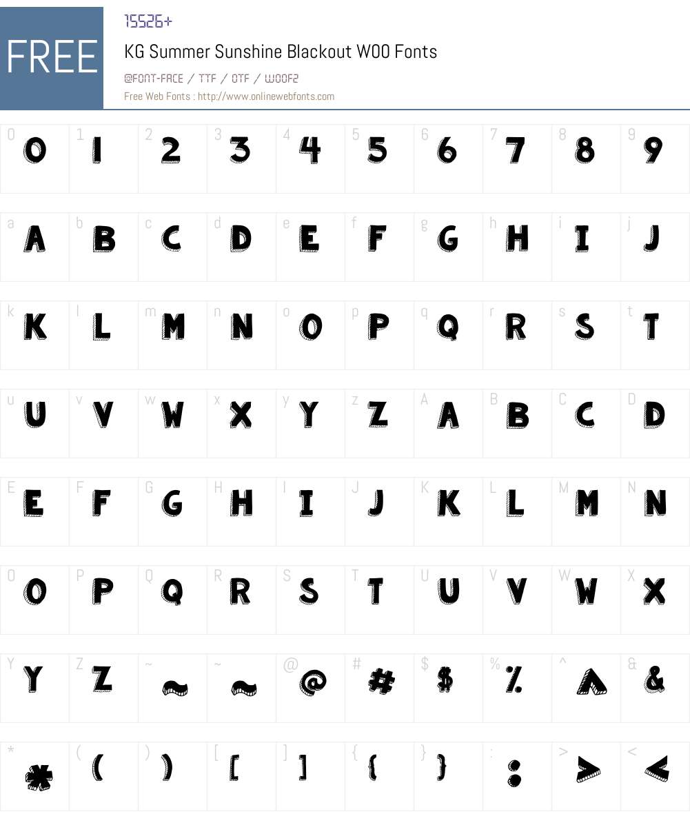 KGSummerSunshineBlackoutW- Font Screenshots