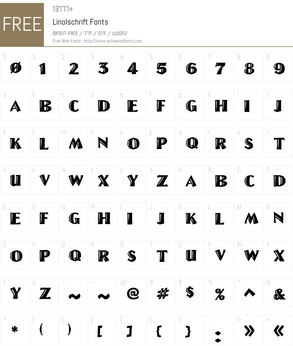Linolschrift Font Screenshots