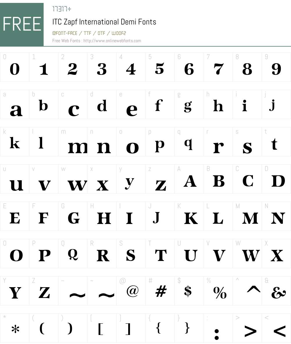 ITC Zapf International Font Screenshots