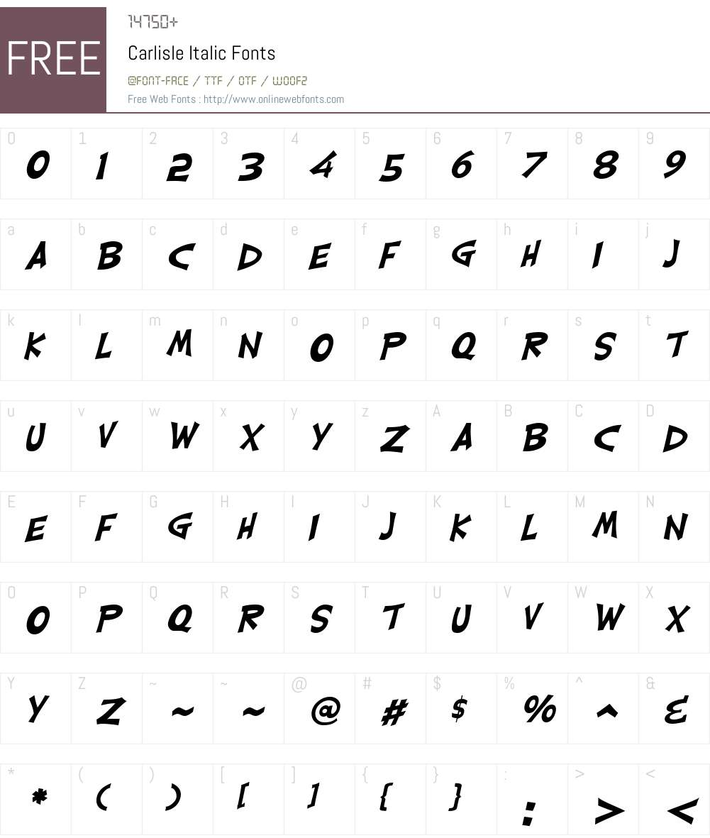 Carlisle Font Screenshots