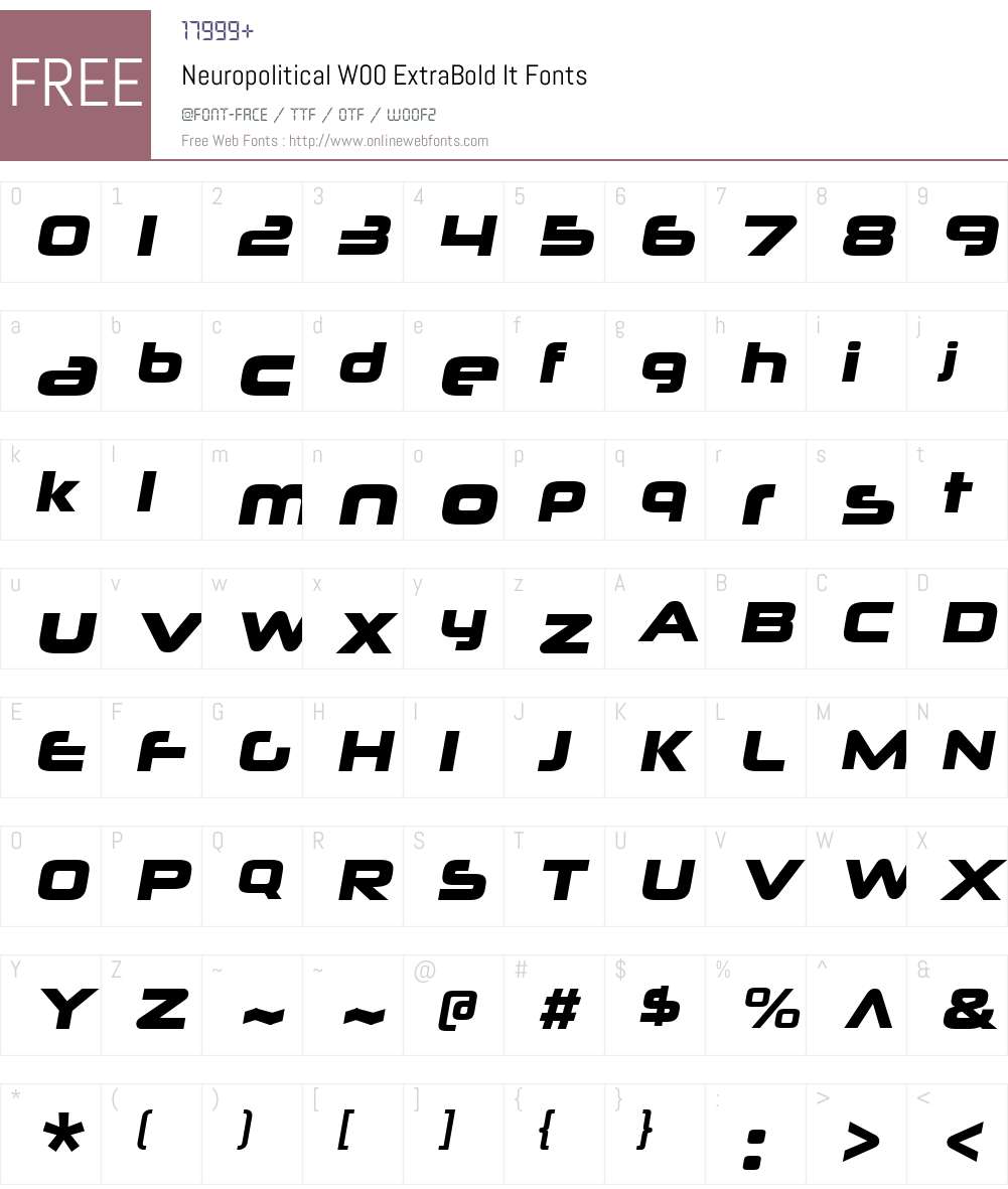NeuropoliticalW00-XBoldIt Font Screenshots