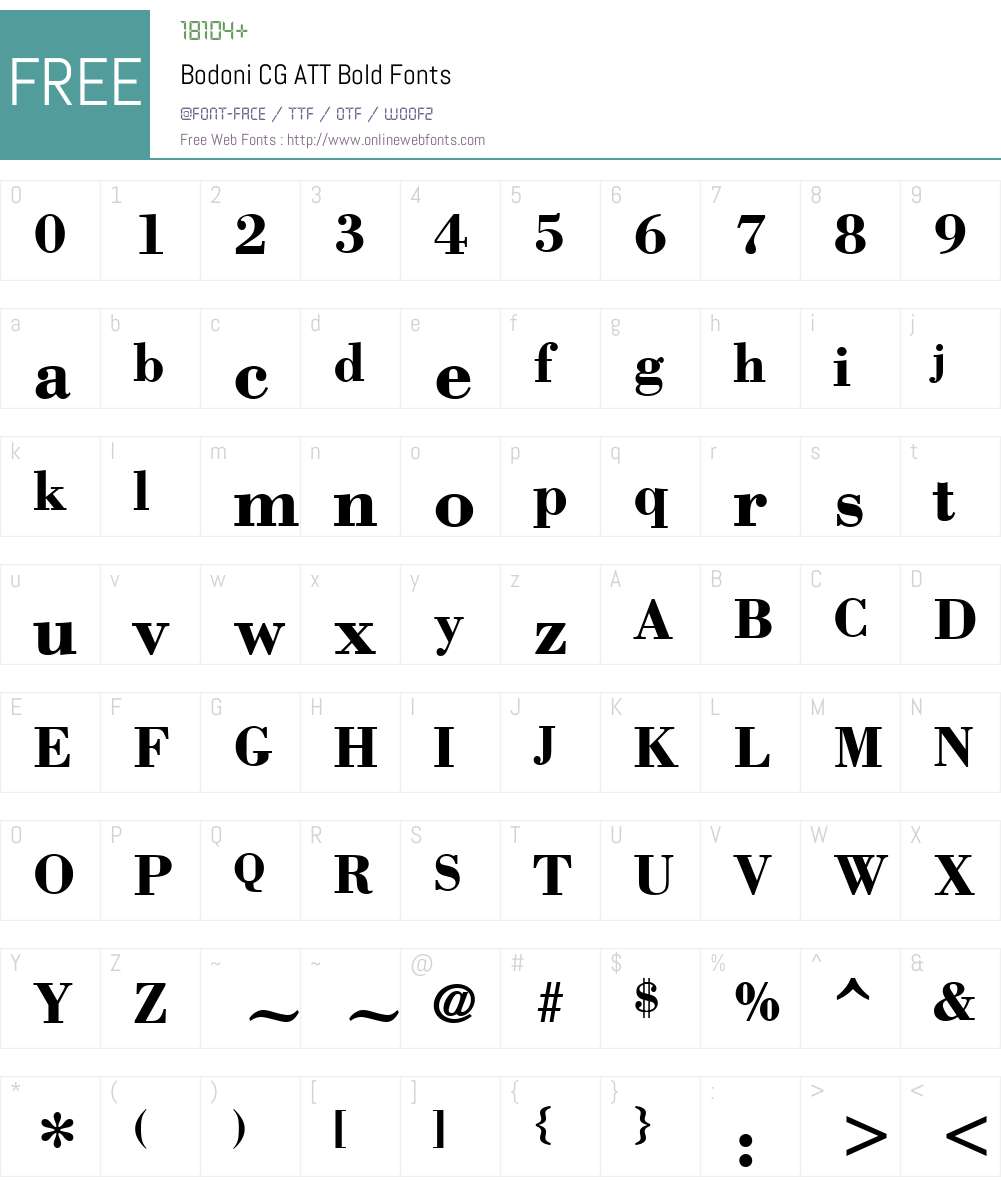 Bodoni CG ATT Font Screenshots