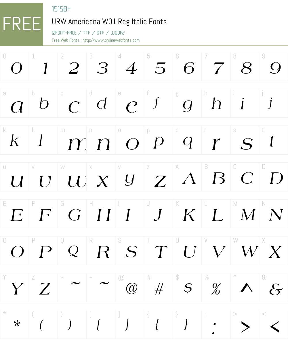 URWAmericanaW01-RegItalic Font Screenshots