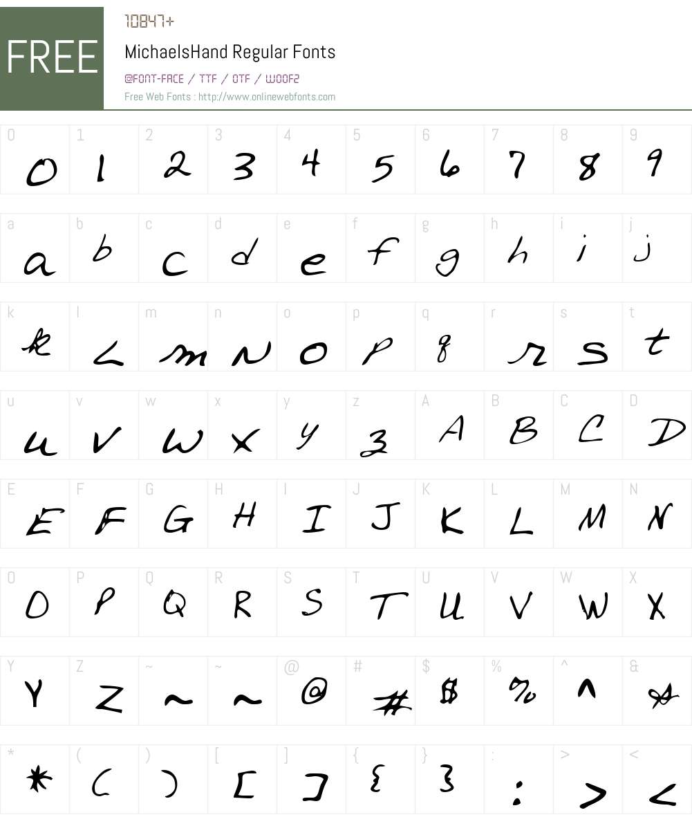 MichaelsHand Font Screenshots