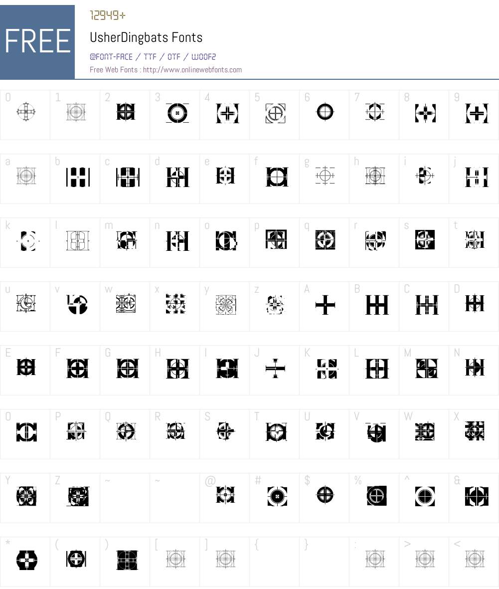 UsherW95-Dingbats Font Screenshots