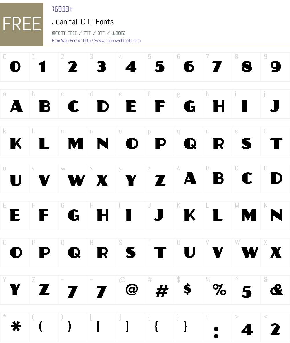 JuanitaITC TT Font Screenshots