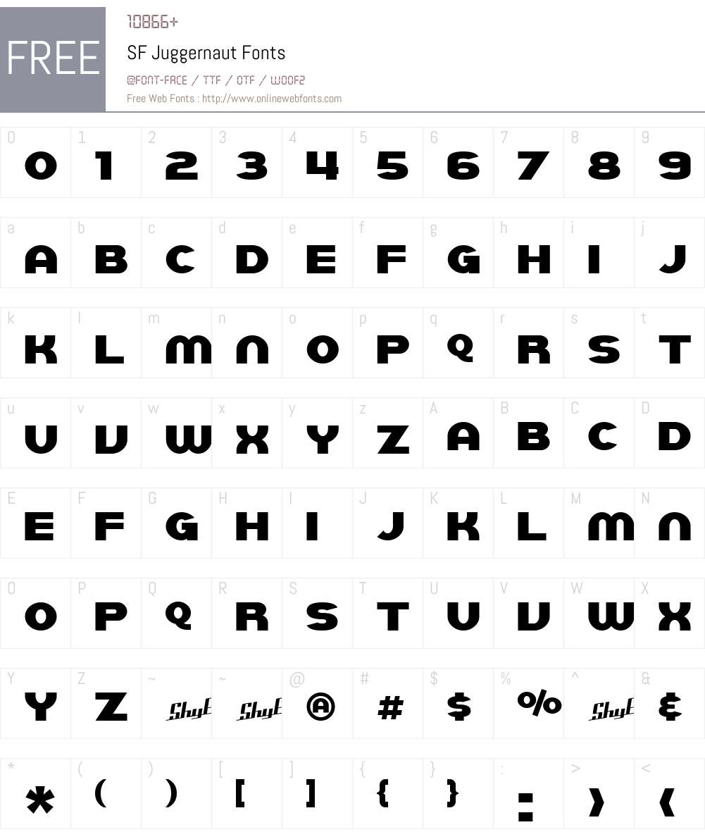 SF Juggernaut Font Screenshots