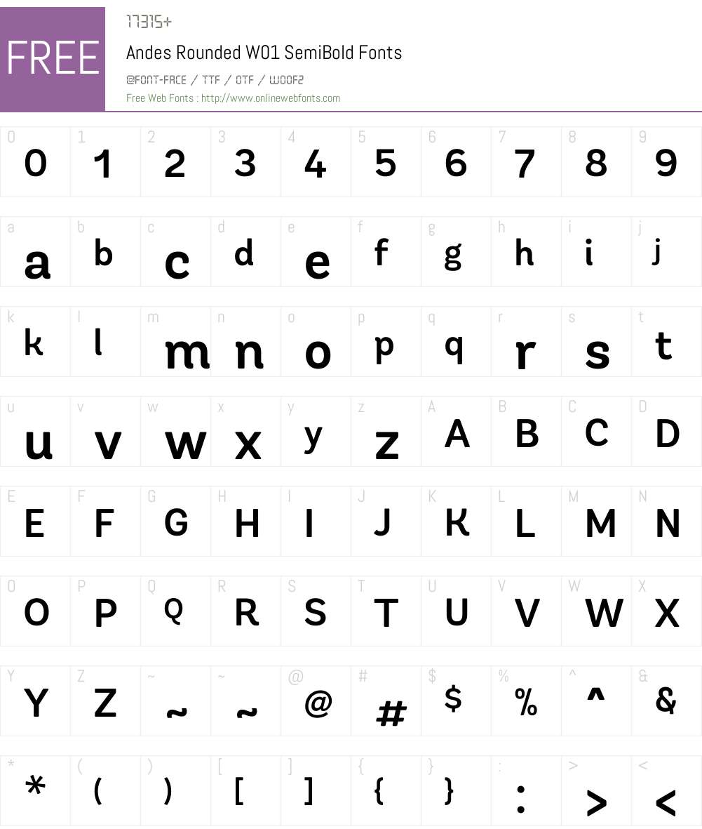 AndesRoundedW01-SemiBold Font Screenshots