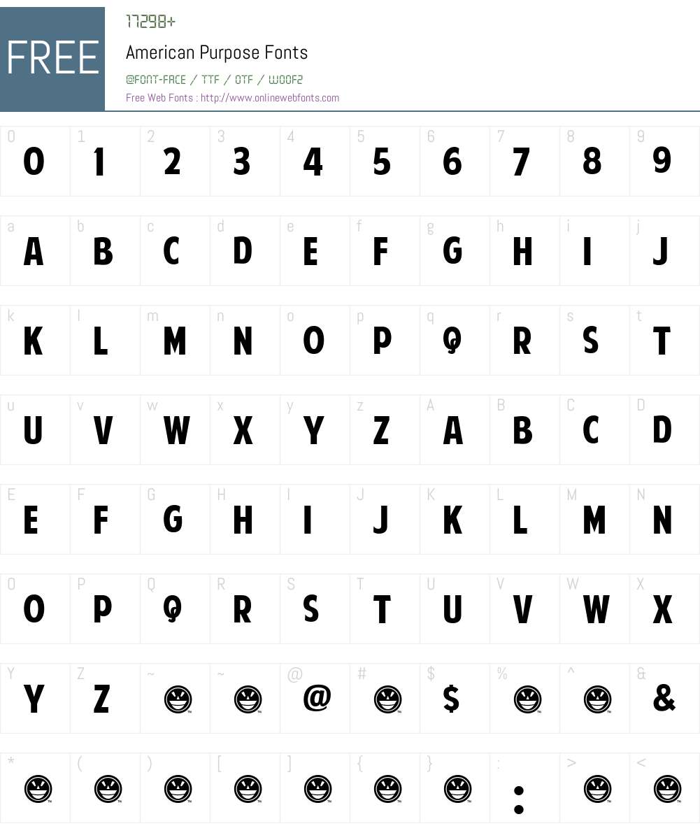 American Purpose Font Screenshots