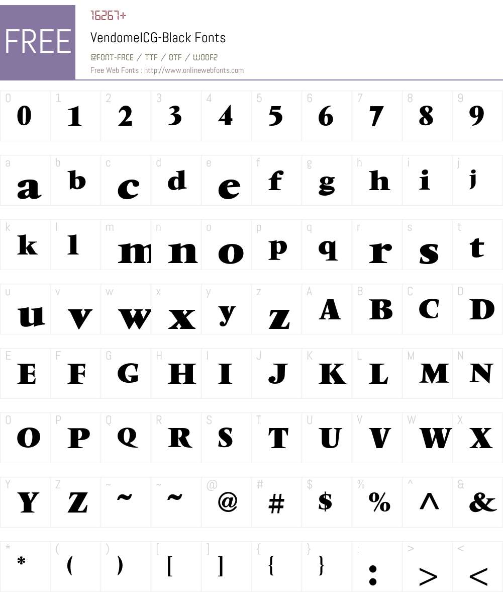 VendomeICG Font Screenshots