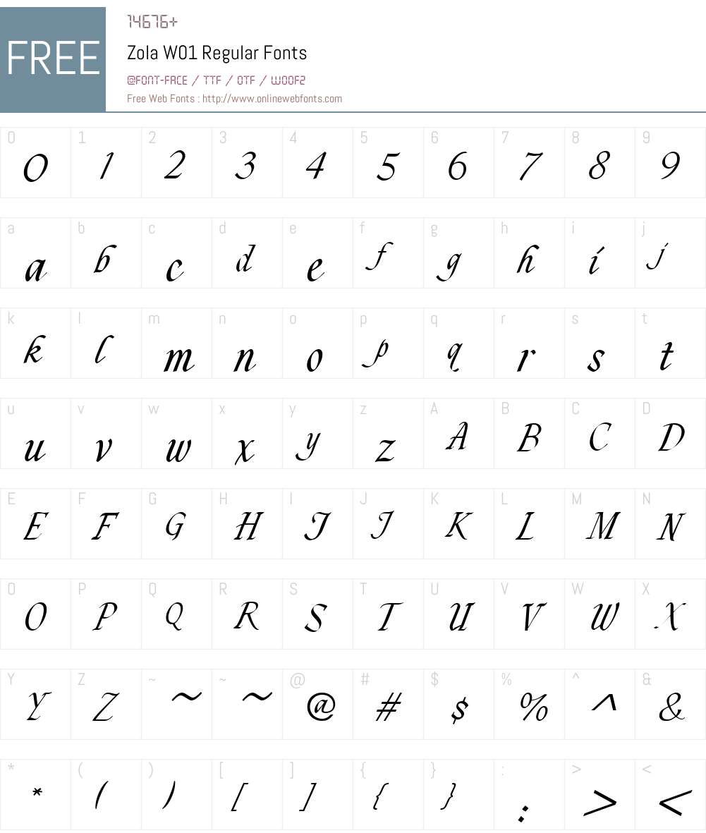 ZolaW01-Regular Font Screenshots