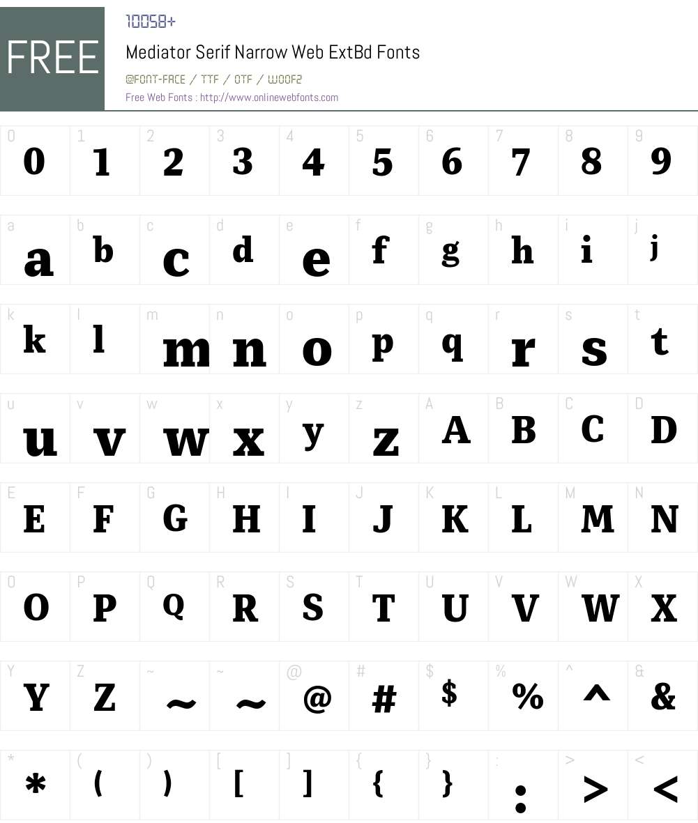 Mediator Serif Narrow Web ExtBd Font Screenshots
