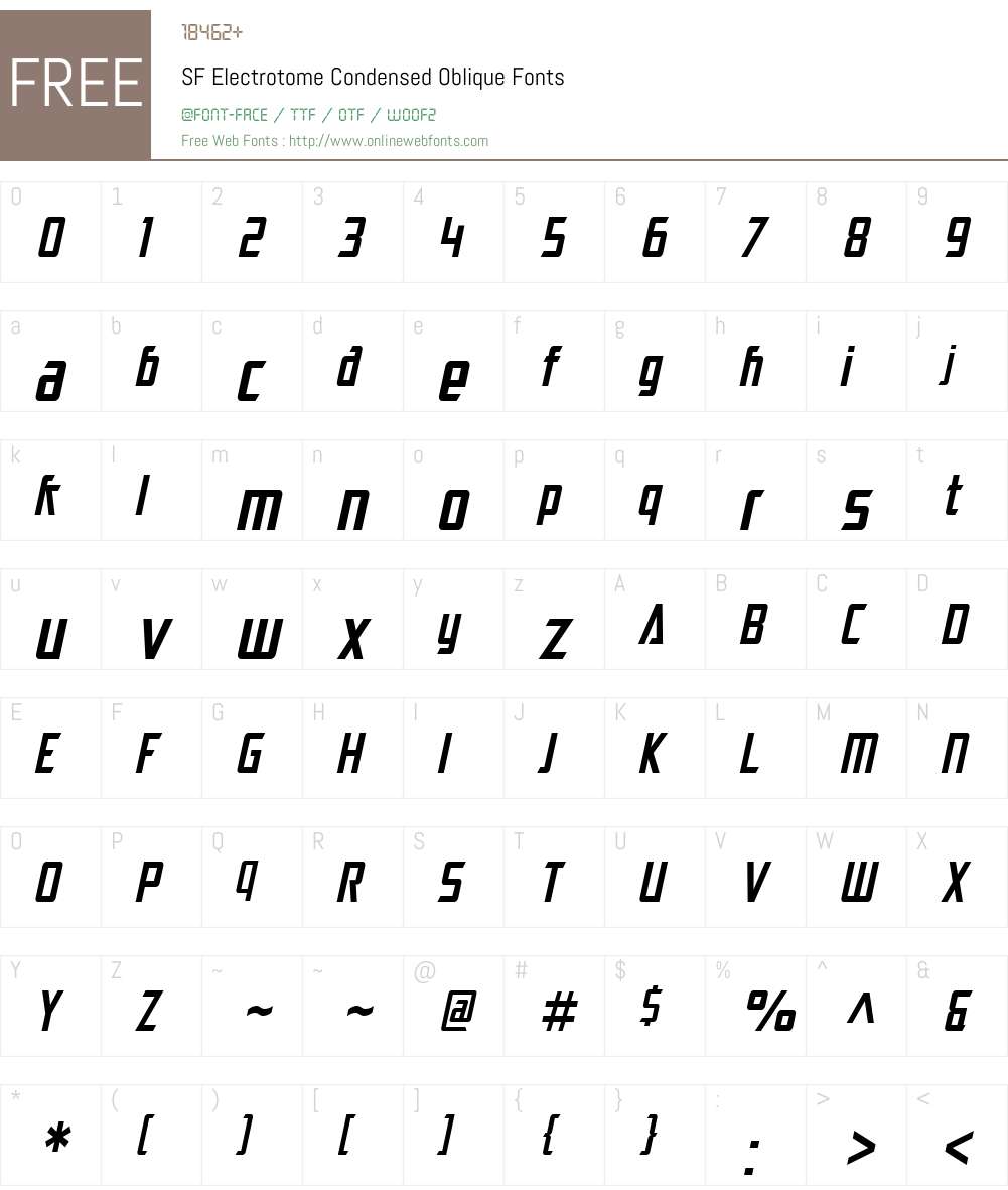 SF Electrotome Condensed Font Screenshots