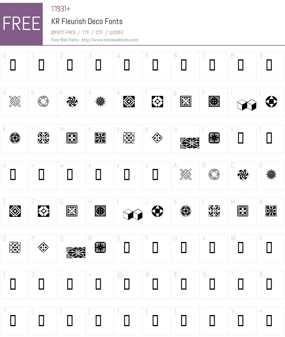 KR Fleurish Deco Font Screenshots