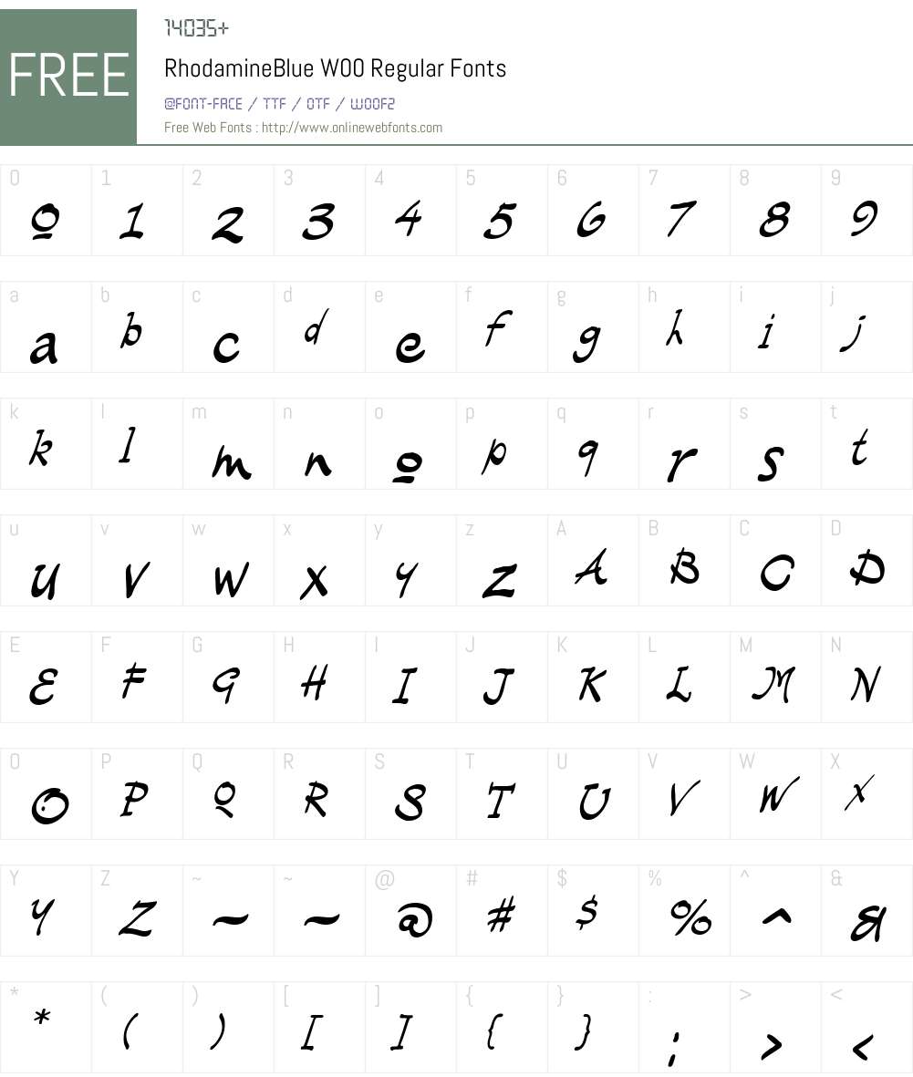 RhodamineBlueW00-Regular Font Screenshots