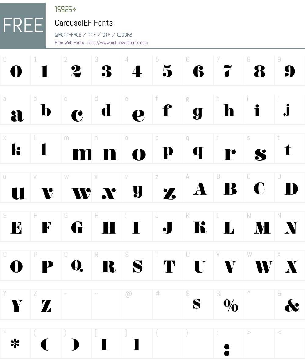 CarouselEF Font Screenshots